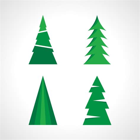 Set Of Four Green Christmas Tree Vector Illustration 14890074 Vector