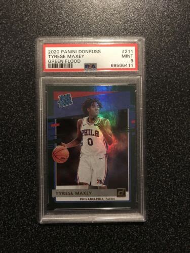 Tyrese Maxey Panini Donruss Rated Rookie Rc Card Green Flood