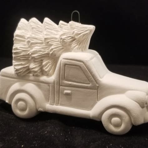 Unpainted Ceramic Christmas Tree Truck Unfinished Bisque Red Etsy