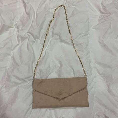 Nude Envelope Crossbody Bag Gold Chain Gem