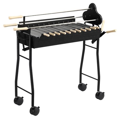 Outsunny Portable Charcoal Bbq Grills Steel Rotisserie Outdoor Cooking