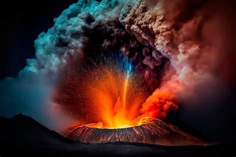 Premium Photo | Volcanic eruption An active volcano ejecting lava into ...