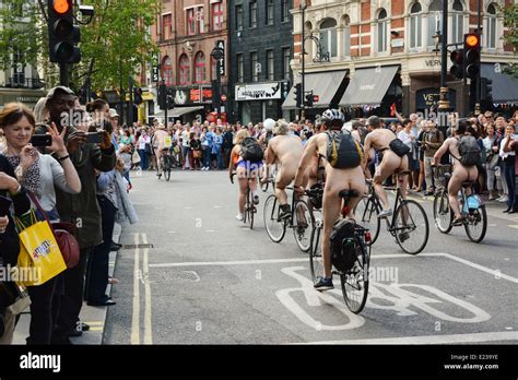 London UK Th June The World Naked Bike Ride Coasts Through Central London An Annual