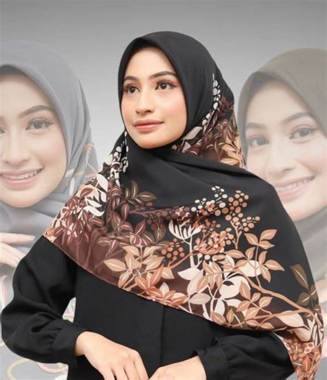 Jilbab Segi Empat Motif Bunga Gaya Jilbab Hitam Hijab