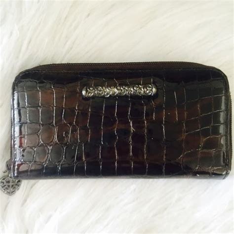 Brighton Brown Patent Leather Croc Embossed Wallet Leather Wallet