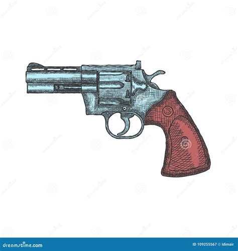 Arme à Feu Tirée Par La Main De Revolver De Vintage Arme à Feu Croquis