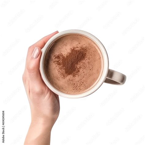 Chocolate Cup Isolated On Transparent Background Hot Beverage Top View PNG Stock