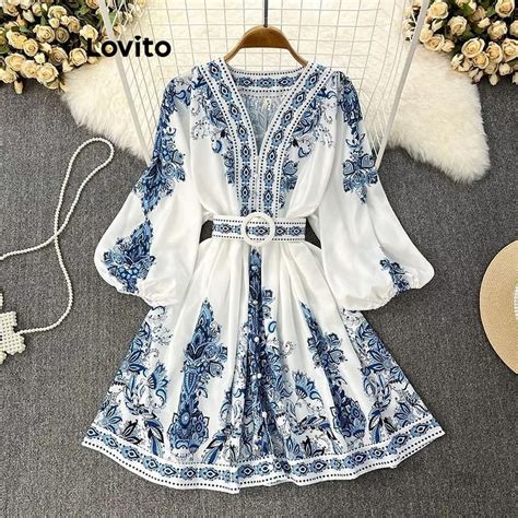 Lovito Boho Tribal Print Geometric Dress For Women Lnl Shopee