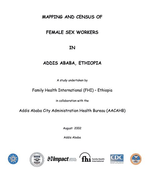 Fillable Online Mapping And Census Of Female Sex Workers In Addis Ababa