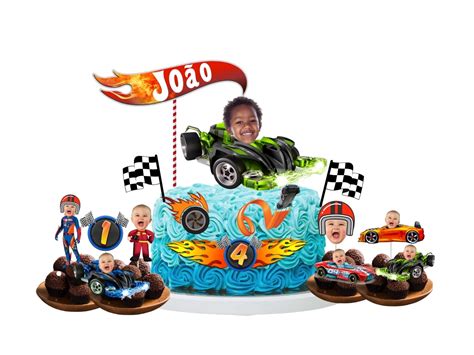 Kit Hot Wheels Topo De Bolo Tags Para Docinhos Foto