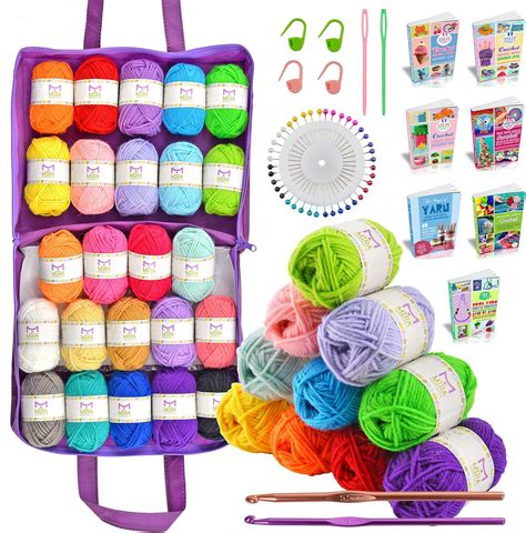 Amazon Crochet Kit For Beginners Skeins Of Colorful Acrylic