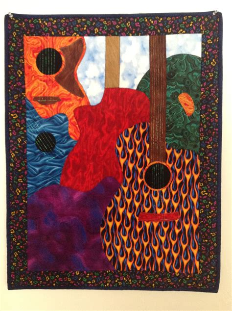 I Made This Quilt For My Son He Likes Guitars Quilts Art Painting