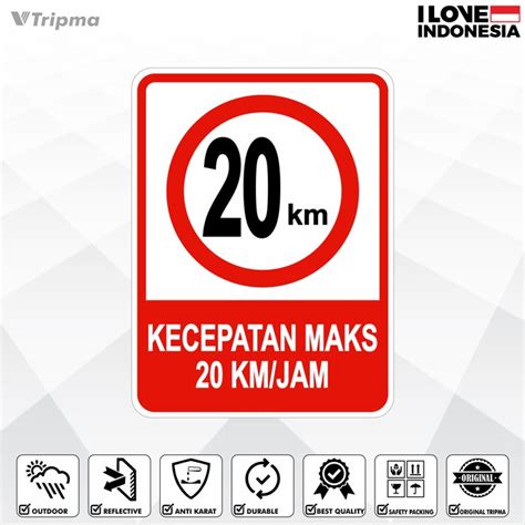 Jual Rambu Batas Kecepatan 20 Km Jam 45cm X 60cm Plat Alumunium