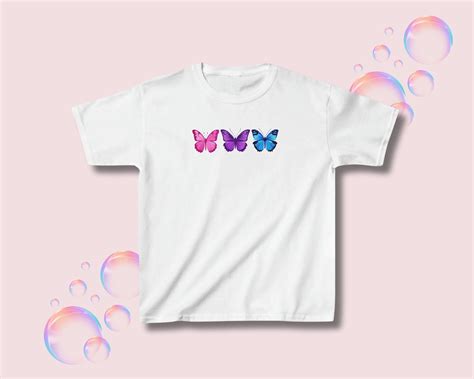 Bi Pride Butterfly Baby Tee Trans Bi Ace Crop Top Y2K Slogan Baby Tee Gay Pride Downtown Girl