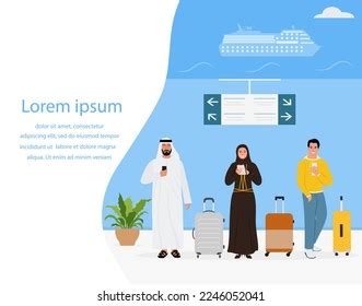 Vector Illustration Airport Muslim Man Woman Stock Vector Royalty Free