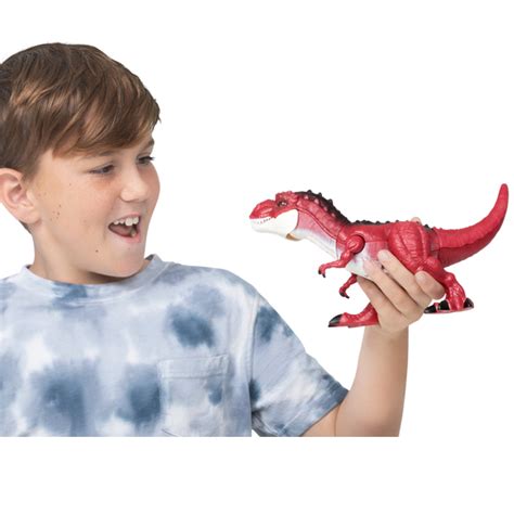 Dinosaur legetøjsfigur fra Robo Alive. Rød T-Rex dino med lyd.