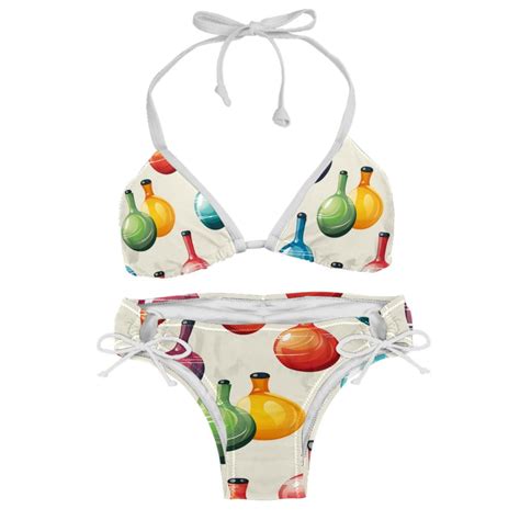 Bowling Swimsuit Women Bikinis Detachable Sponge Adjustable Strap Bikini Set Two Pack Beach