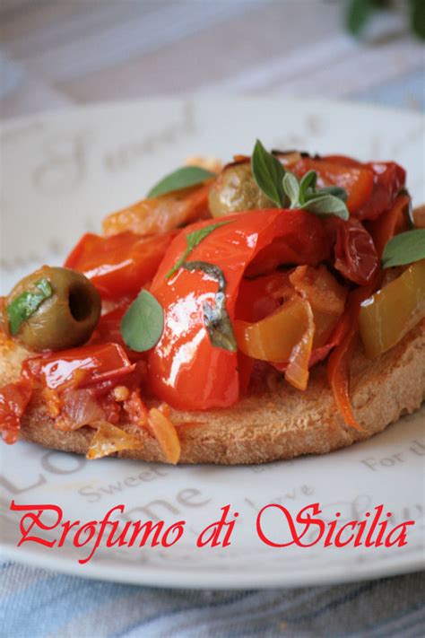 Bruschetta Con Peperoni E Olive Profumo Di Sicilia