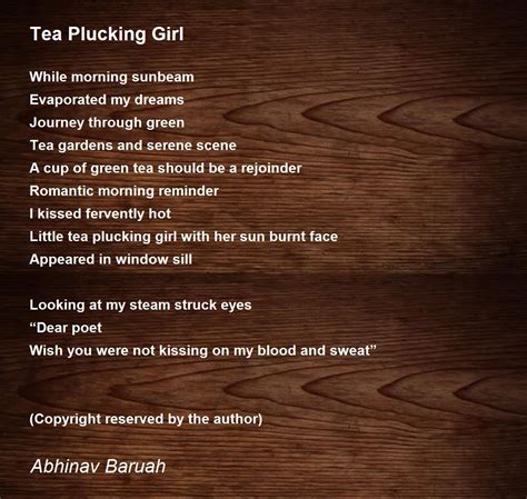 Tea Plucking Girl Tea Plucking Girl Poem By Abhinav Baruah