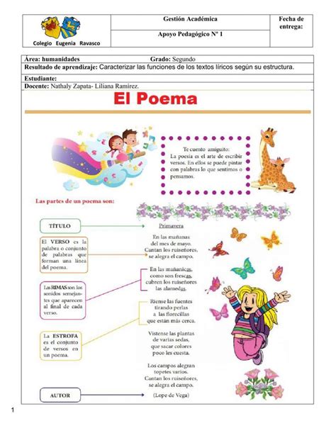 El Poema Activity Activities Teaching Spanish Language