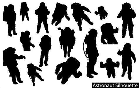 Astronaut Silhouette in spacesuits 15707096 Vector Art at Vecteezy