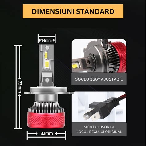 Set 2 Becuri Led H4 Loonatiq 120w Canbus 30000 Lumeni Fara Eroare