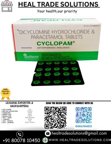 Cyclopam Dicyclomine Hydrochloride 20mg Paracetamol 500mg Tablets At Rs 51 2 Stripe