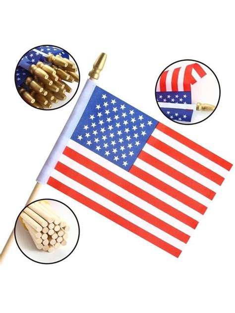 JOYIN 24 Pcs Small American Flags On Stick 4x6 Inch For 4th Of July