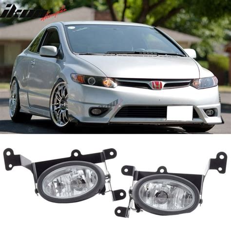 Compatible With 06 08 Honda Civic 2dr Coupe Clear Lens Fog Lights Fog