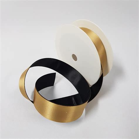 Satin Ribbon Two Toned Mm Gold Black Desflora