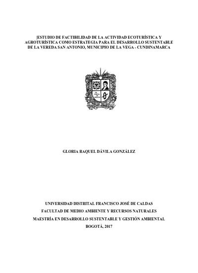 Estudio de factibilidad de la actividad ecoturística y agroturística