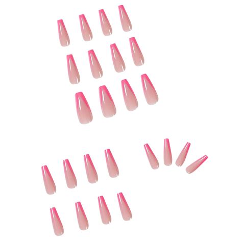 Narveanno Deals 24pcs Diamond Long Glossy Coffin Flash Fake Nails Press