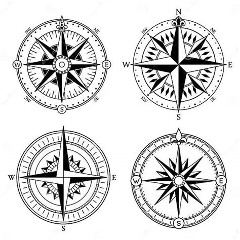 Wind Rose Retro Design Vector Collection Vintage Nautical Or Marine