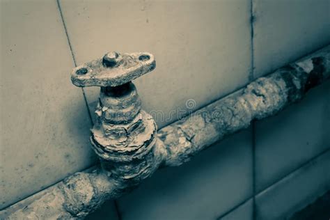 Water Tap On A Very Old Rusty Pipe Stock Image Image Of Toned