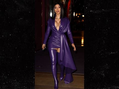 Cardi B Wears Purple Latex During Paris Fashion Week