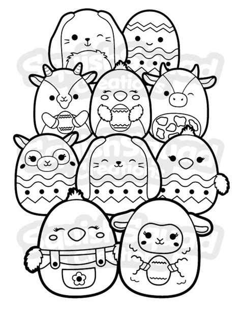 Squishmallow Cute Easter Coloring Page Printable Coloring Page Downloadable Coloring Sheet