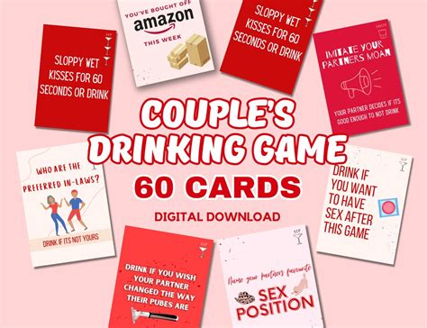 Couple Drinking Game Adult Explicit Card Game 60 Cards Valentines Couple Intimate Get To Know