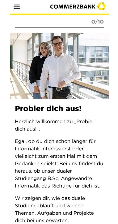 Probier dich aus Commerzbank ermöglicht Einblicke in das Duale