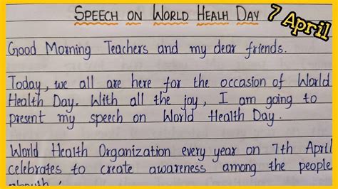 Speech On World Health Day In English Essential Essay Writing