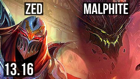 ZED Vs MALPHITE MID 3 5M Mastery 9 Solo Kills 800 Games 15 4 8