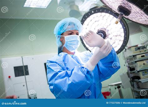 Female Surgeon Wearing Surgical Gloves Stock Photo Image Of Person