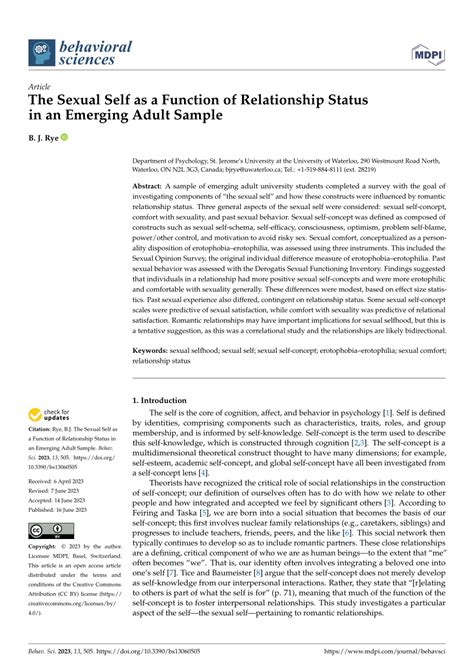 Pdf The Sexual Self As A Function Of Relationship Status In An Emerging Adult Sample