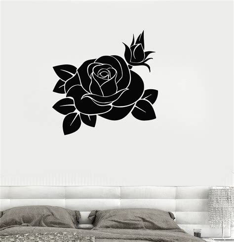 Vinyl Decal Rose Beautiful Flower Living Room Decor Wall Stickers