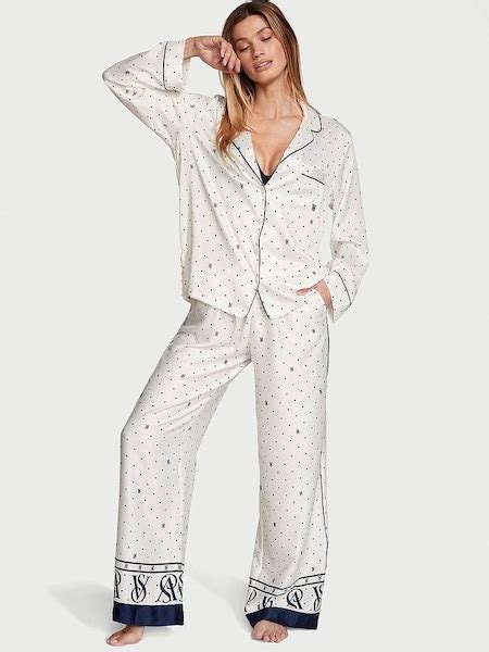 Coconut White Logo Satin Long Pyjamas K67666 £69