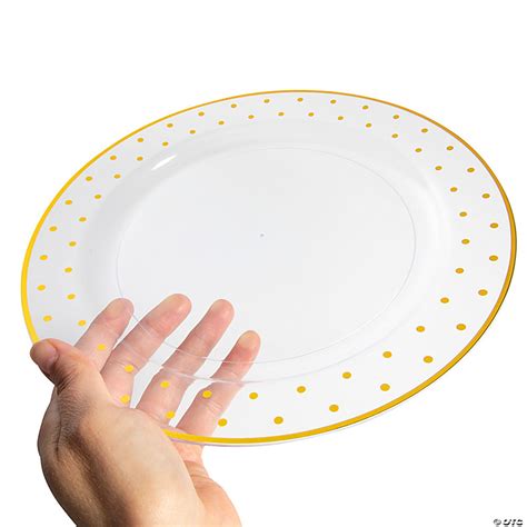 Premium Gold Dot Clear Plastic Dinner Plates 25 Ct Oriental Trading