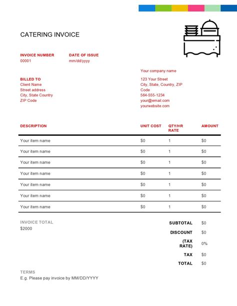 Free Printable Catering Invoice Template