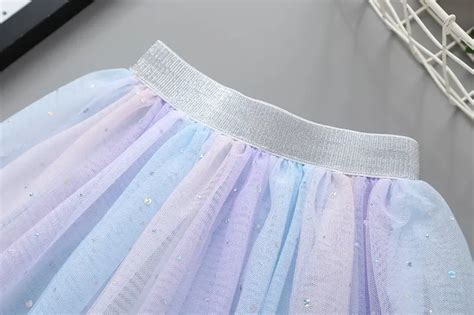 Girls Sequin Rainbow Tulle Tutu Princess Skirt For Birthday Temu