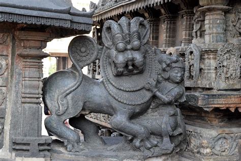 Yalimythical Sculptures Guarding Hindu Buddhist Temples In India