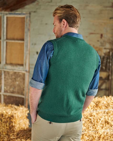 Woodland Green Cashmere Merino Slipover Woolovers Uk