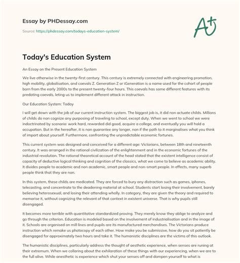 Today's Education System - PHDessay.com